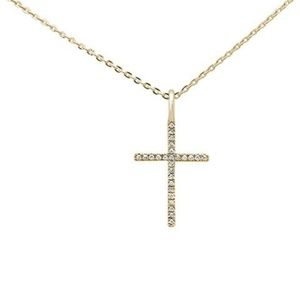 .05ct 14kt yellow gold diamond cross pendant neckl